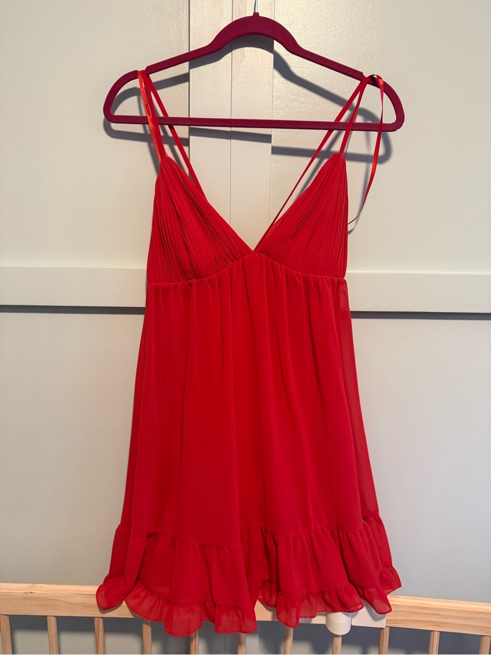 ICENA for Mac Duggal Red Strappy Ruffle Mini Dress Size 6
